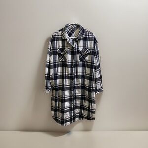 Coco + Carmen Edith Shacket Plaid Women's Size L/Xl Black Gray